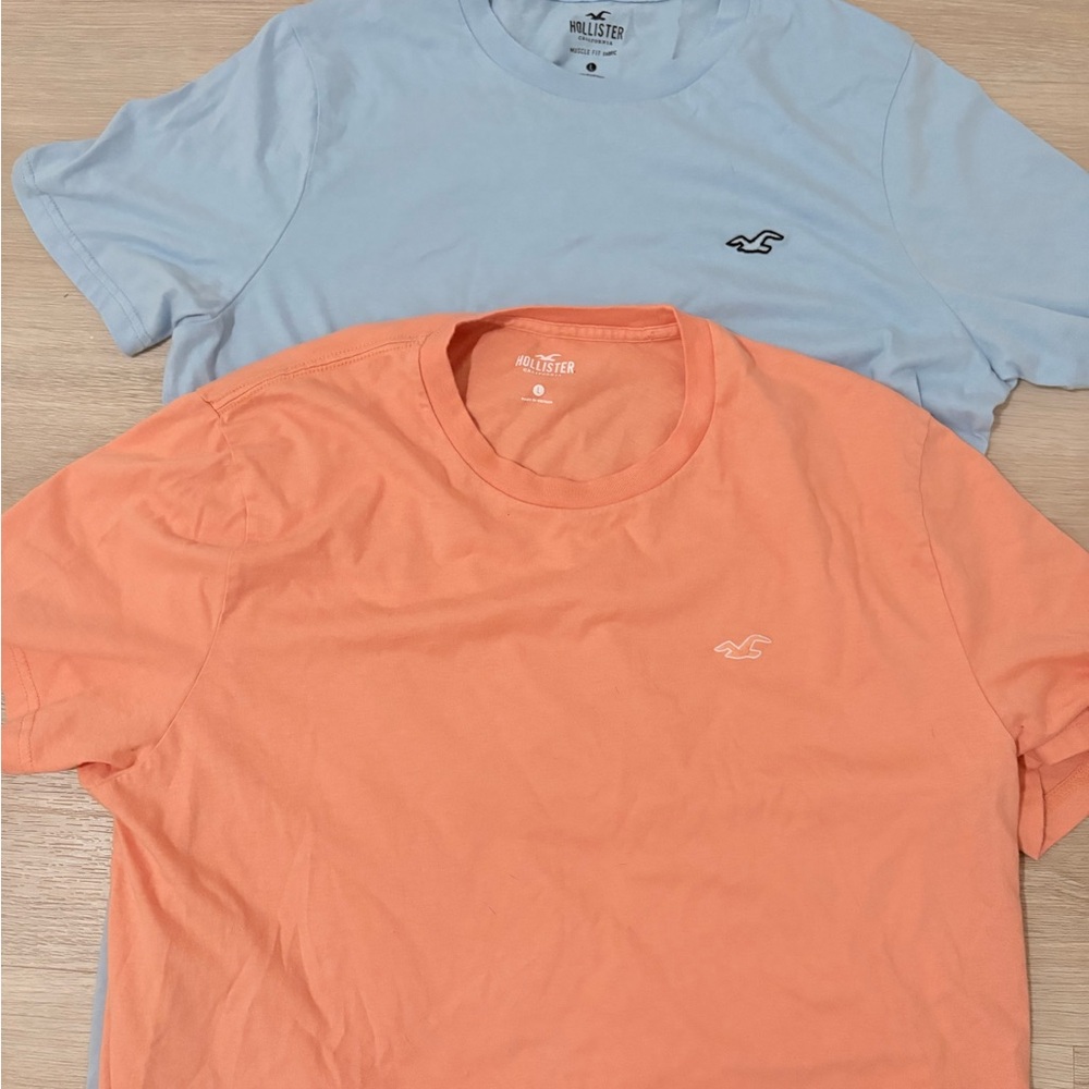 Hollister Orange and Blue Short Sleeve Tees